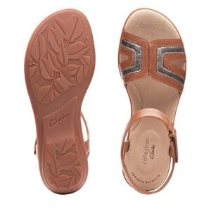 Clarks Womens Ada Mist Tan Metallic Combi Leather 9M